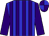 blue, purple stripes, purple sleeves, quartered cap