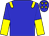 Blue body, yellow epaulettes, blue and yellow halved sleeves, blue cap, yellow stars