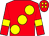 Red, large yellow spots, armlets and spots on cap