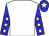 White, blue sleeves, white stars, blue cap, white star