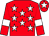 Red body, white stars, red arms, white armlets, red cap, white star