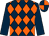 Dark blue, orange diamonds, dark blue sleeves, quartered cap