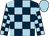 Dark blue and light blue check, light blue cap