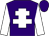 Purple body, white cross of lorraine, white arms, purple cap