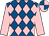Royal blue & pink diamonds, pink sleeves, quartered cap