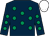 Dark blue, emerald green spots, white cap