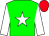 Green body, white star, white arms, red cap