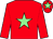 Red, light green star and star on cap