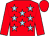 Red, light blue stars, red sleeves and cap