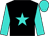 BLACK, turquoise star, turquoise sleeves, turquoise cap