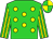 Lime green, yellow spots, yellow stripes on sleeves, quartered cap