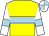 Yellow, light blue hoop, white sleeves, light blue armlets, white and light blue quartered cap