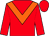 Red body, orange chevron, red arms, red cap