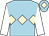 Light blue, beige triple diamond, white sleeves, light blue cap, beige diamond