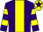 Purple, yellow stripe, hooped sleeves, yellow cap, purple star