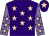 Purple, pink stars, mauve sleeves, pink stars, purple cap, pink star