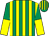 Emerald green & yellow stripes, yellow & emerald green halved sleeves, emerald green & yellow striped cap