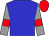 Blue, grey sleeves, red armband and cap