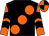 Black, large orange spots, orange and black chevrons on sleeves, quartered cap
