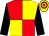 Red and yellow (quartered), black sleeves, yellow and red hooped cap