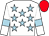 White, light blue stars and armlets, red cap