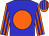 Blue body, orange disc, orange arms, blue striped, orange cap, blue striped