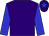 Purple body, blue arms, purple cap, blue star
