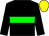 Black body, green hoop, black arms, yellow cap