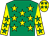 Emerald green, yellow stars, yellow sleeves, emerald green stars, yellow cap, emerald green stars