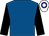 Royal blue, black sleeves, white cap, blue hoop