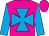 Dayglo pink, turquoise blue maltese cross and sleeves, dayglo pink cap