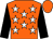 Orange, white stars, black sleeves, orange cap