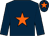 Dark blue, orange star and star on cap