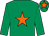 Emerald green, orange star, orange star on cap