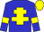 Blue body, yellow cross of lorraine, blue arms, yellow armlets, yellow cap