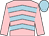 Pink, light blue chevrons, pink sleeves, light blue cap