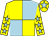 Yellow and light blue (quartered), yellow sleeves, light blue stars, yellow cap, light blue star