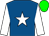 Royal blue, white star and sleeves, green cap