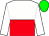 white and red halved horizontally, white sleeves, green cap
