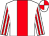 White, red stripe, striped sleeves, quartered cap