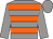 Grey body, orange hooped, grey arms, grey cap