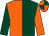 Orange and dark green (halved), sleeves reversed, quartered cap