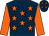 Dark blue, orange stars, sleeves and stars on cap