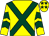 Yellow, dark green cross belts, chevrons on sleeves, yellow cap, dark green stars