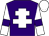 Purple, white cross of lorraine, white sleeves, purple armlets, white cap