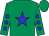 Emerald green, blue star, blue spots on sleeves, emerald green cap