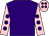 Purple, pink sleeves, purple spots, pink cap, purple spots