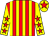 Red and yellow stripes, yellow sleeves, red stars, yellow cap, red star