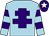 Light blue, purple cross of lorraine, hooped sleeves, purple cap, white star