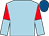 Light blue, red and light blue halved sleeves, royal blue cap